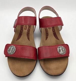 Propét Annika Red Leather Wedge Sandals Women's Size 8 W Wide Comfort W0801